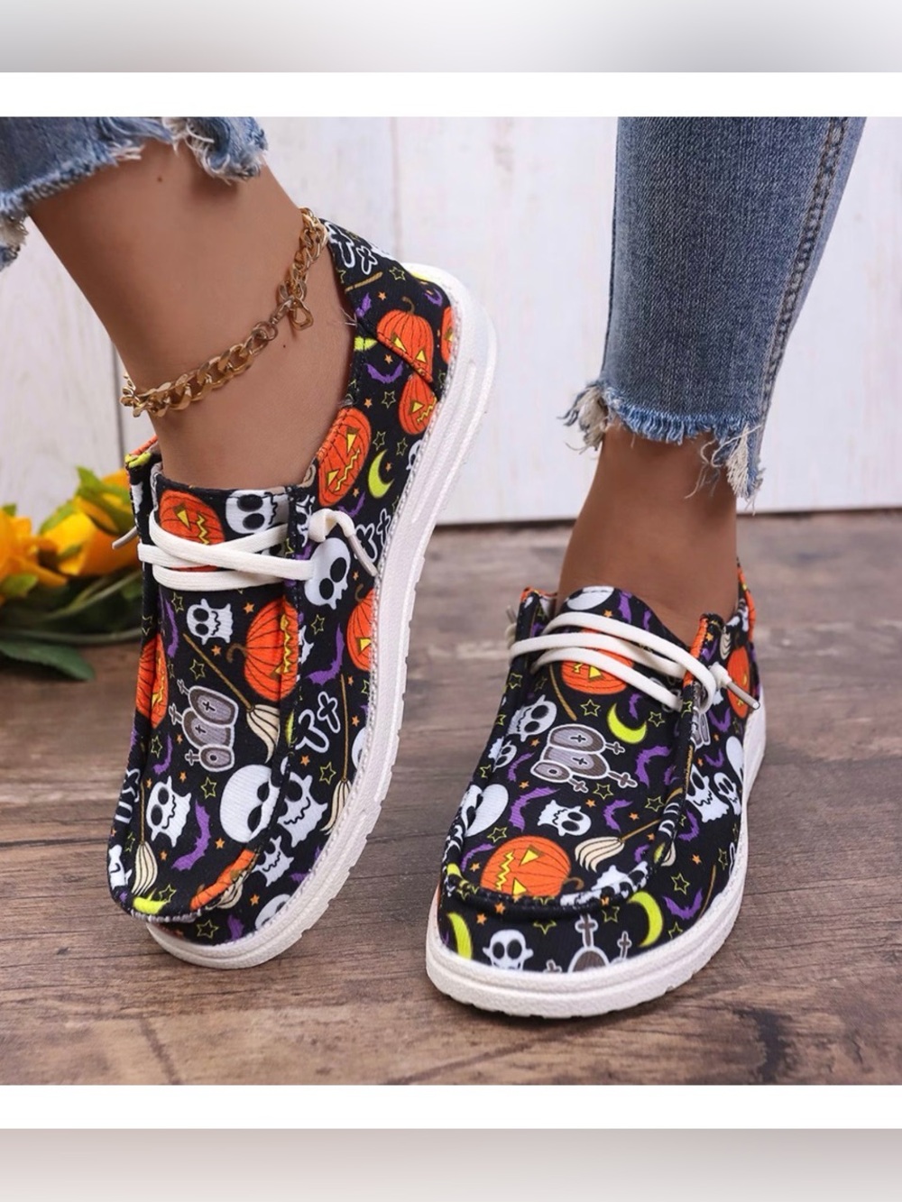 Women’s Low Top Canvas Slip On Harvest Festival Casual Shoes 42 ⭐️⭐️EUC⭐️⭐️